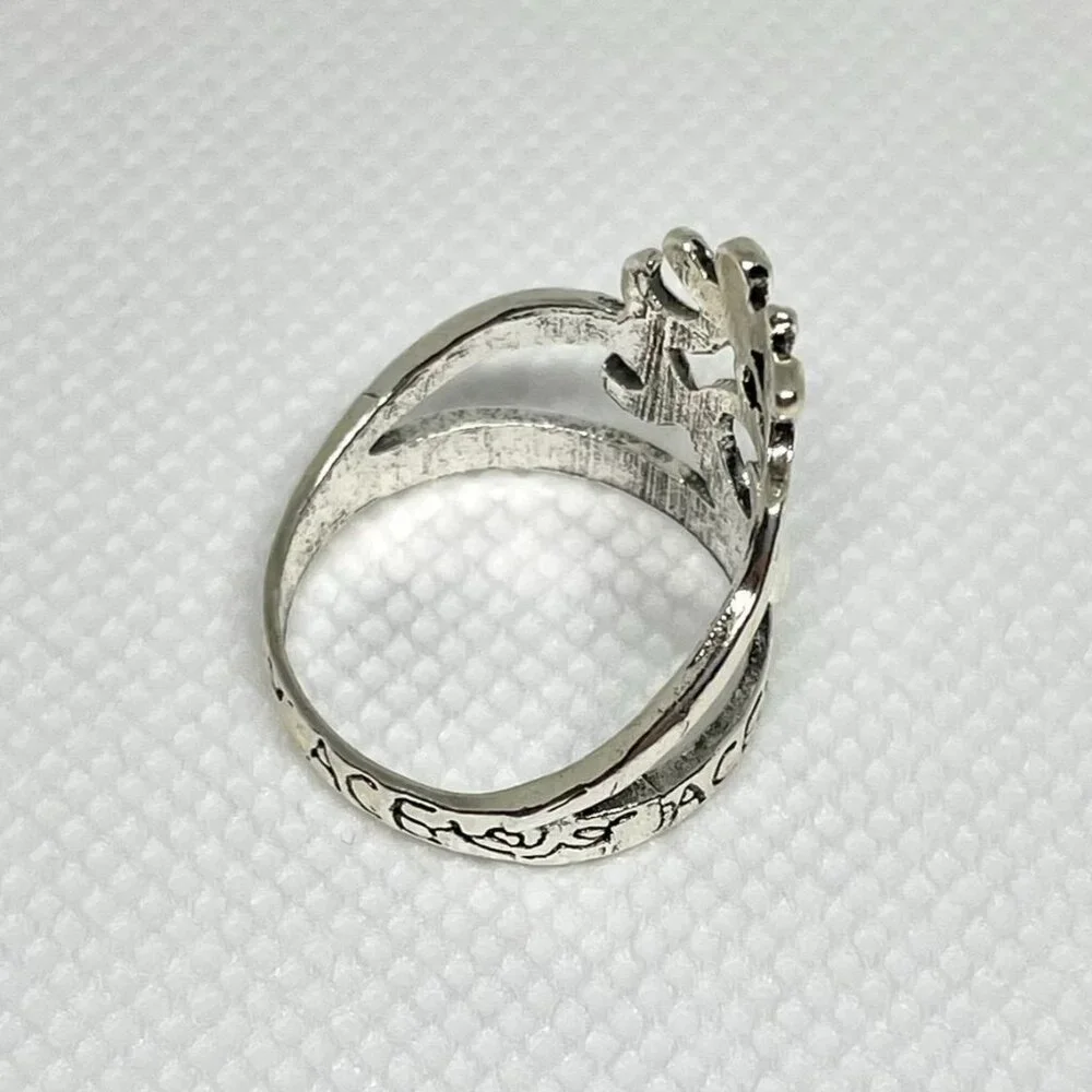 Om Sign Filigree Script Ring for Men or Women sz 8 Silver Finish New Yoga Band